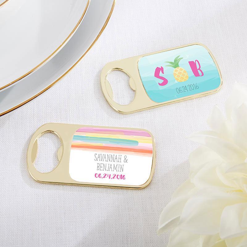 Personalized Gold Bottle Opener - Pineapples & Palms(24 Pcs)-Wedding Reception Accessories-JadeMoghul Inc.