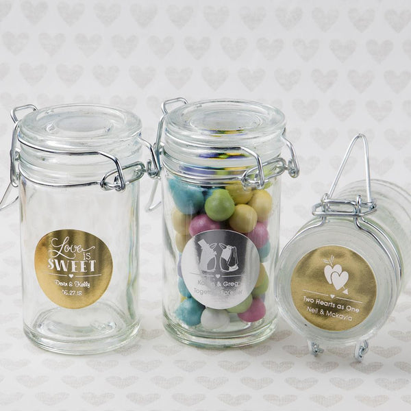 Personalized Metallics Collection Apothecary Jar Favor-Wedding Candy Buffet Accessories-JadeMoghul Inc.