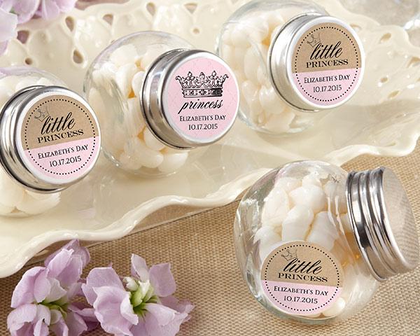 Personalized Mini Glass Favor Jars - Little Princess (2 Sets of 12)-Favor Boxes Bags & Containers-JadeMoghul Inc.
