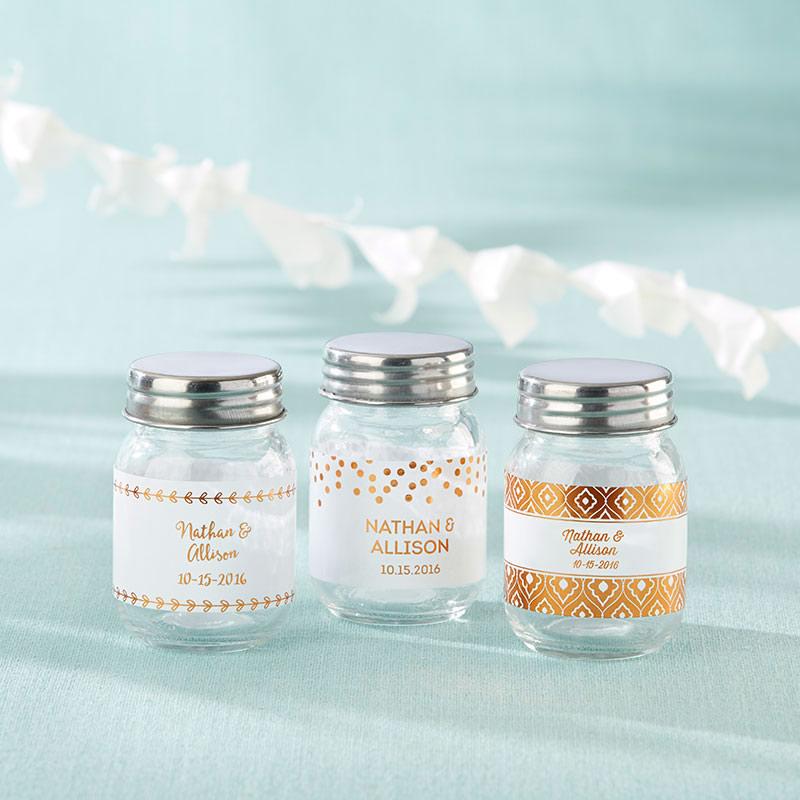 Personalized Mini Mason Jar - Copper Foil (2 Sets of 12)-Favor Boxes & Containers-JadeMoghul Inc.