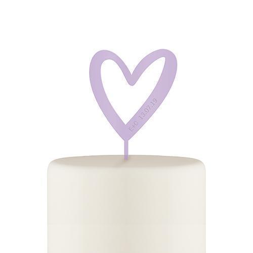 Personalized Mod Heart Acrylic Cake Topper - Lavender (Pack of 1)-Wedding Cake Toppers-JadeMoghul Inc.