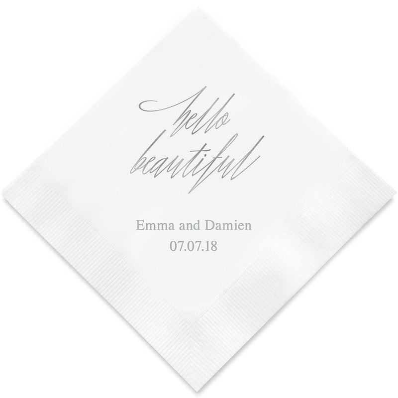 Personalized Paper Napkins Printed Napkins Dinner - Rectangular Fold Plum (Pack of 80) Weddingstar