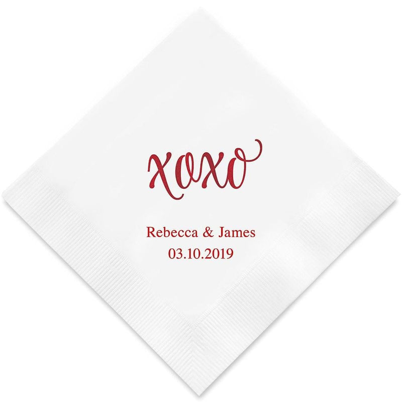 Personalized Paper Napkins Printed Napkins Dinner - Rectangular Fold Red (Pack of 80) Weddingstar