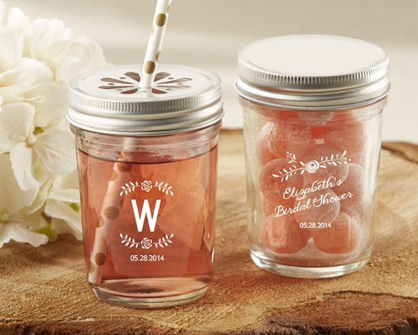 Personalized Printed Glass Mason Jar - Kate's Rustic Bridal Shower Collection (3 Sets of 12)-Bridal Shower Decorations-JadeMoghul Inc.