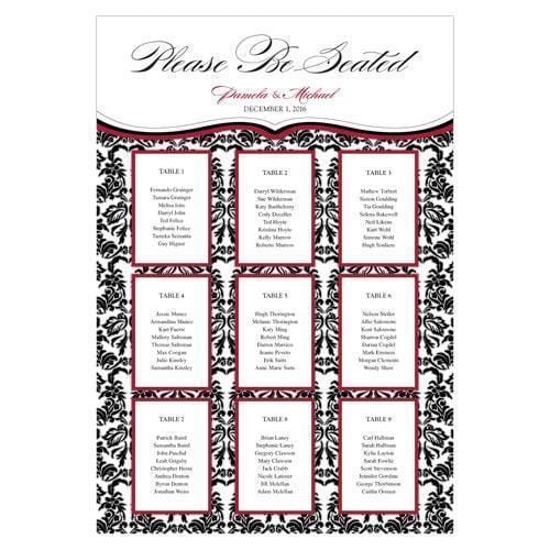 Personalized Seating Chart Kit with Love Bird Damask Design Berry (Pack of 1)-Wedding Signs-Powder Blue-JadeMoghul Inc.