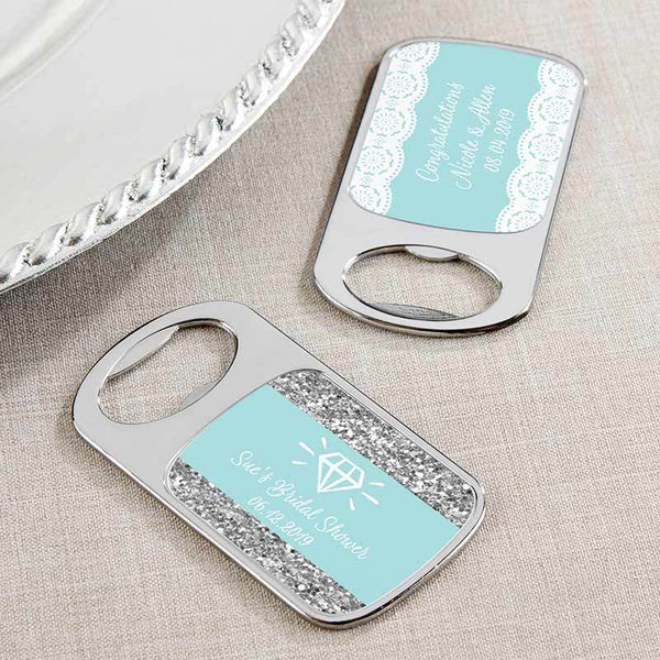 Personalized Silver Bottle Opener - Something Blue(24 Pcs)-Wedding Reception Accessories-JadeMoghul Inc.
