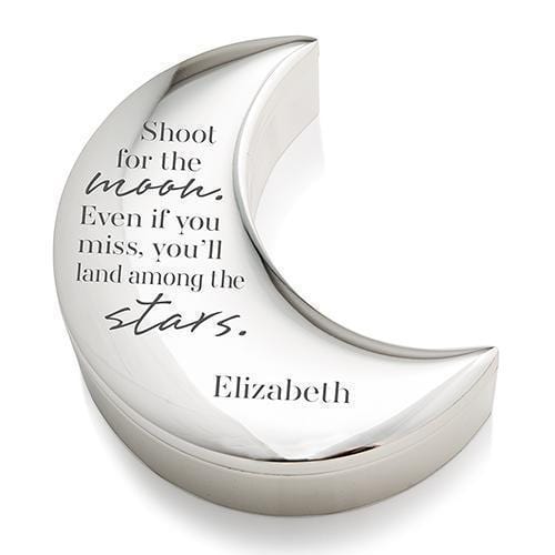Personalized Silver Half Moon Jewelry Box - Shoot for the Moon Etching (Pack of 1)-Personalized Gifts for Women-JadeMoghul Inc.