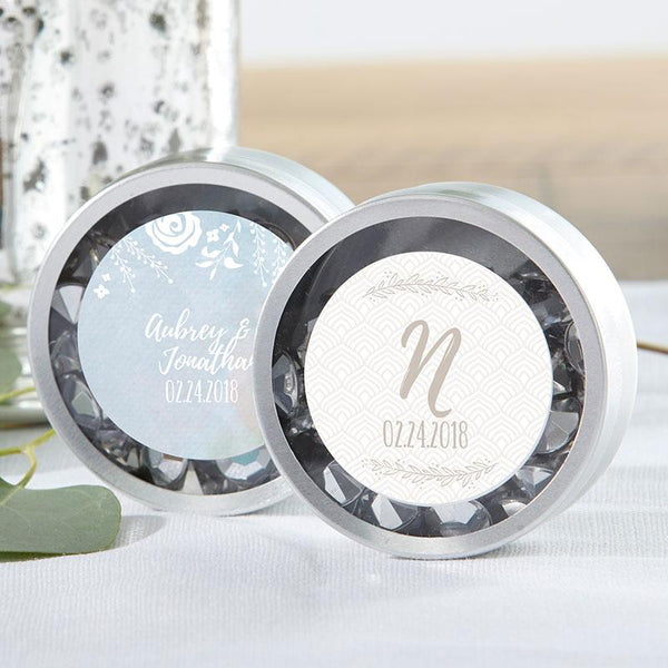 Personalized Silver Round Candy Tin - Ethereal (2 Sets of 12)-Wedding Ceremony Accessories-JadeMoghul Inc.