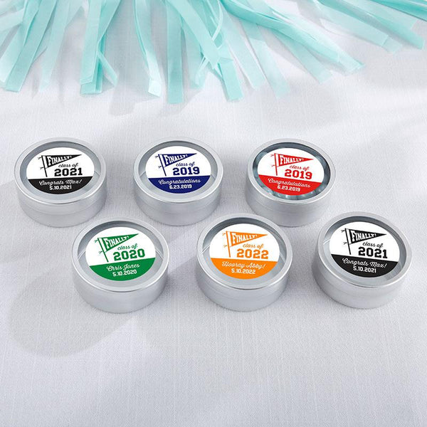 Personalized Silver Round Candy Tin - Finally! Class of 2018 (2 Sets of 12)-Wedding Ceremony Accessories-JadeMoghul Inc.