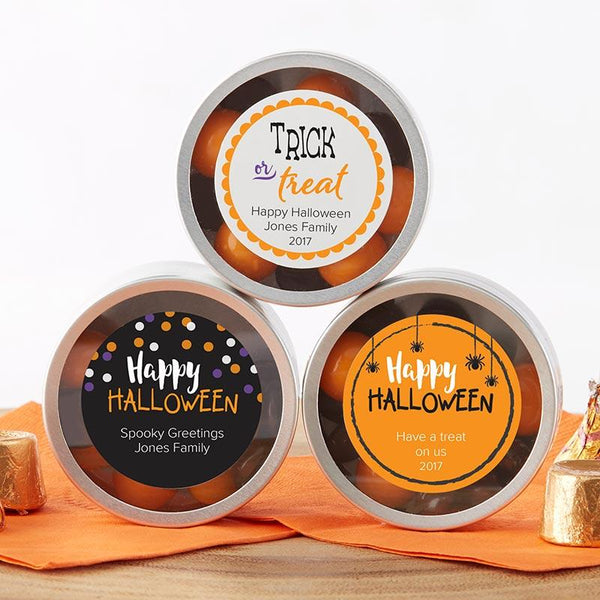 Personalized Silver Round Candy Tin - Halloween (2 Sets of 12)-Wedding Ceremony Accessories-JadeMoghul Inc.