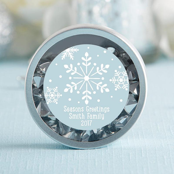 Personalized Silver Round Candy Tin - Holiday (2 Sets of 12)-Wedding Ceremony Accessories-JadeMoghul Inc.