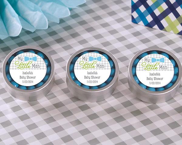 Personalized Silver Round Candy Tin - My Little Man (2 Sets of 12)-Wedding Ceremony Accessories-JadeMoghul Inc.