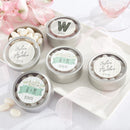 Personalized Silver Round Candy Tin - Rustic Wedding Collection (2 Sets of 12)-Wedding Ceremony Accessories-JadeMoghul Inc.