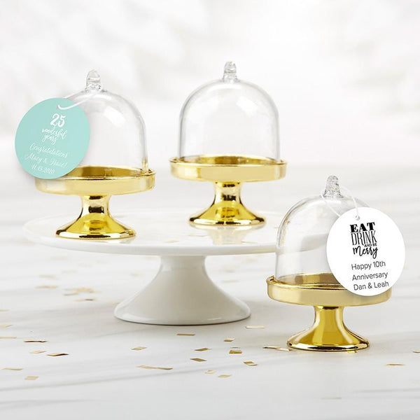 Personalized Small Bell Jar with Gold Base - Anniversary (Set of 12)-Favor Boxes & Containers-JadeMoghul Inc.