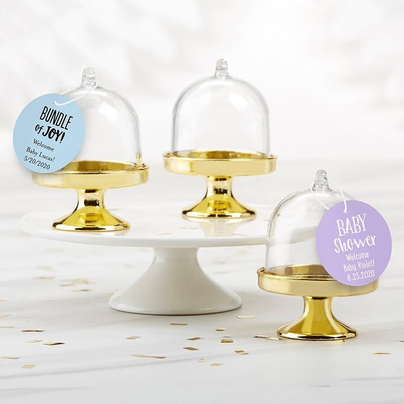 Personalized Small Bell Jar with Gold Base - Baby Shower (Set of 12)-Bridal Shower Decorations-JadeMoghul Inc.