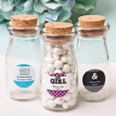 personalized vintage glass milk bottle with round cork top - marquee design-Bridal Shower Decorations-JadeMoghul Inc.