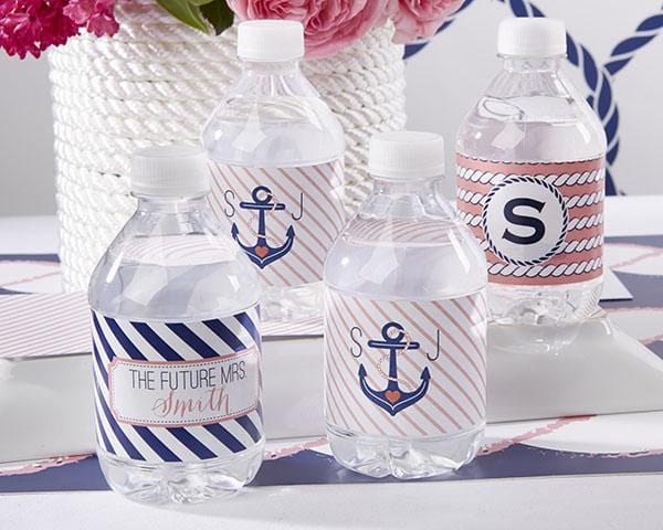 Personalized Water Bottle Labels - Kate's Nautical Bridal Collection(24 Pcs)-Water Bottle Labels-JadeMoghul Inc.