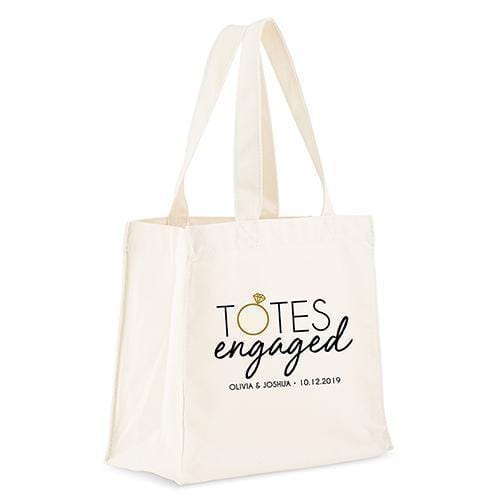 Personalized White Canvas Tote Bag - Totes Engaged Mini Tote with Gussets (Pack of 1)-Personalized Gifts for Women-JadeMoghul Inc.