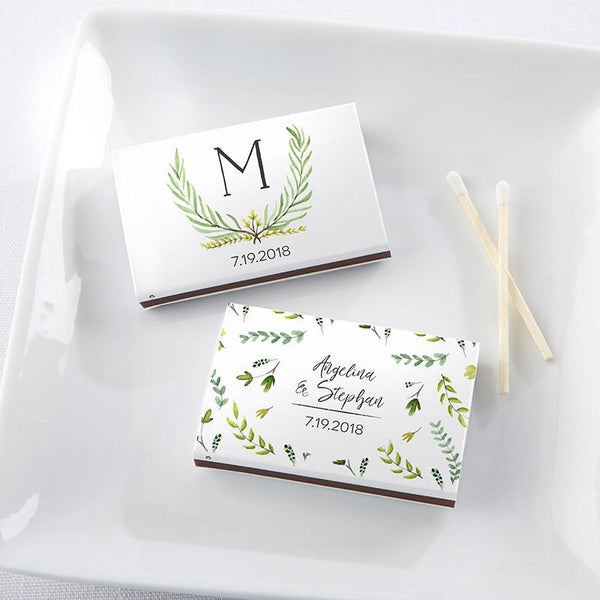 Personalized White Matchboxes - Botanical Garden (Set of 50)-Personalized Favor Box Wrappers-JadeMoghul Inc.