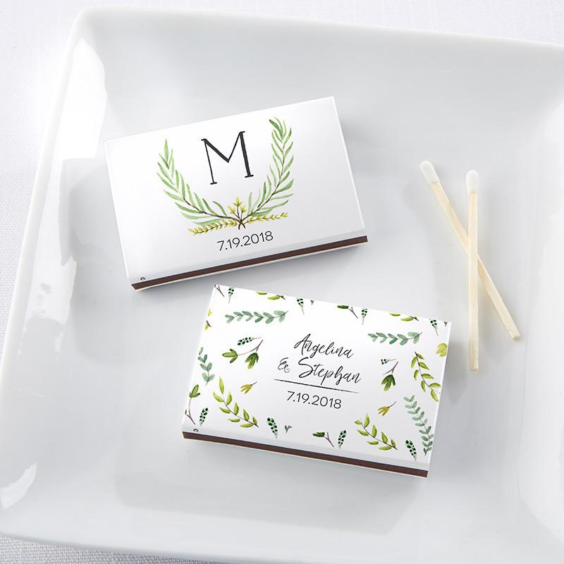 Personalized White Matchboxes - Botanical Garden (Set of 50)-Personalized Favor Box Wrappers-JadeMoghul Inc.