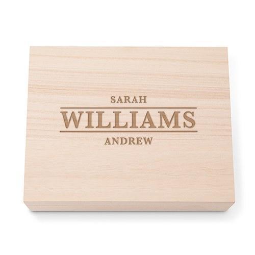 Personalized Wooden Keepsake Gift Box with Hinged Lid - Classic Serif Font (Pack of 1)-Favor Boxes Bags & Containers-JadeMoghul Inc.
