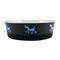 Pet Bowls and Feeding Stainless Steel Pet Bowl with Anti Skid Rubber Base and Dog Design, Gray and Black Benzara