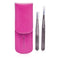 Petite Tweeze Set: Slant Tweezer + Point Tweezer - (With Pink Case) - 2pcs-Make Up-JadeMoghul Inc.