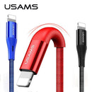 Phone Usb Cable For iPhone X 8 7 6 6S plus 5 5S SE Cable,USAMS 2.4A Fast Charger LED Lighting Sync Data Cable for iphone charger AExp