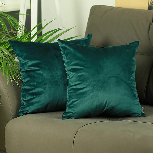 Pillows 18x18Pillow Covers - 18"x 18"Green Velvet Dark Emerald Decorative Throw Pillow Cover 2 Pcs in set HomeRoots