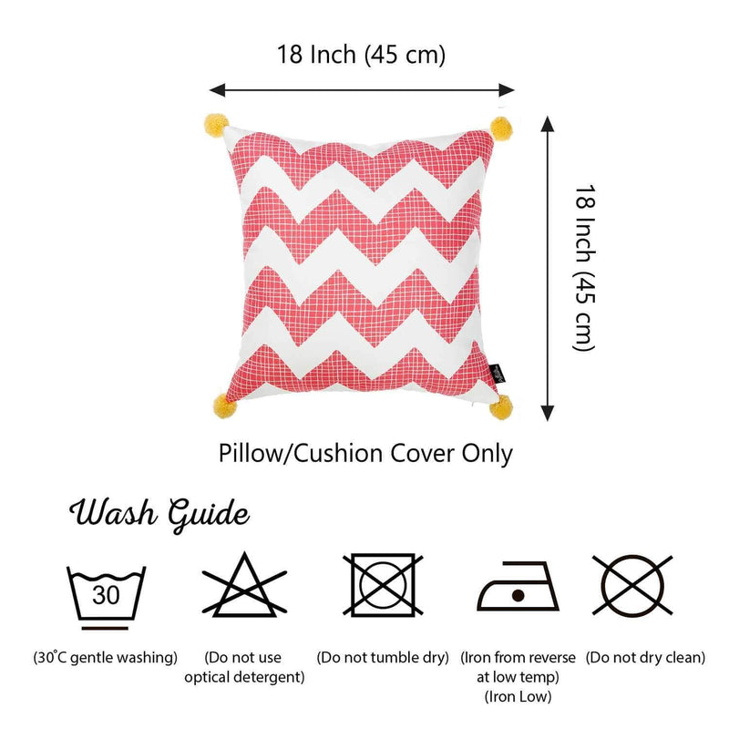 Pillows 18x18Pillow Covers - 18"x 18" Pink Tropical Chevron Decorative Throw Pillow Cover HomeRoots