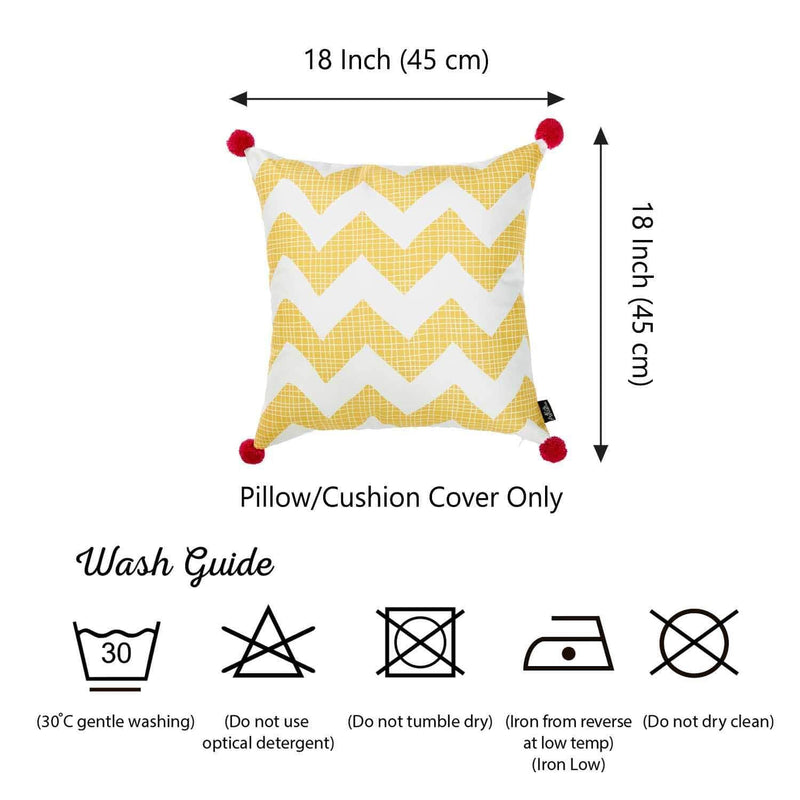 Pillows 18x18Pillow Covers - 18"x 18" Yellow Tropical Chevron Decorative Throw Pillow Cover HomeRoots