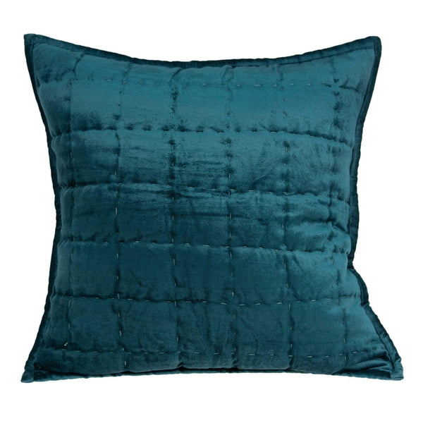 Pillows 20x20 Pillow Covers - 20" x 0.5" x 20" Transitional Teal Solid Quilted Pillow Cover HomeRoots