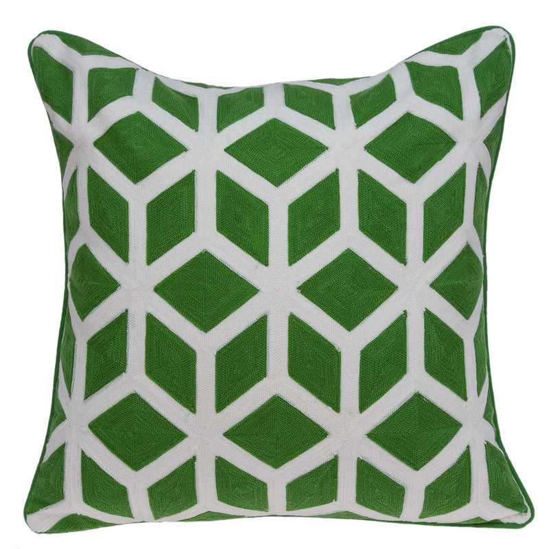 Pillows 20x20 Pillow Covers - 20" x 7" x 20" Transitional Green and White Pillow Cover With Poly Insert HomeRoots