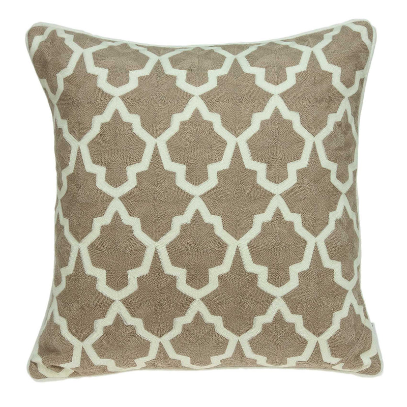 Pillows 20x20 Pillow Insert - 20" x 7" x 20" Transitional Beige and White Pillow Cover With Down Insert HomeRoots