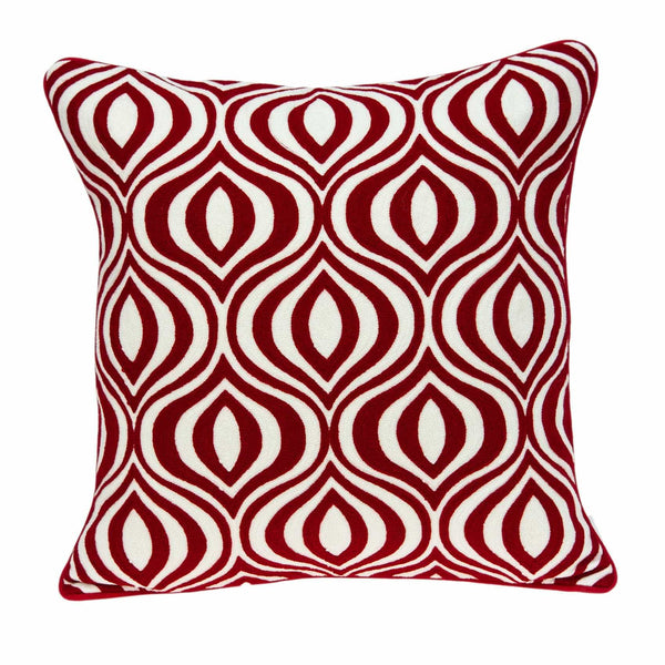 Pillows 20x20 Pillow Insert - 20" x 7" x 20" Transitional Red and White Pillow Cover With Down Insert HomeRoots