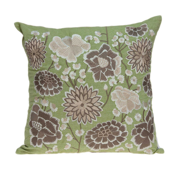 Pillows 20x20 Pillow Insert 20" x 7" x 20" Tropical Green Pillow Cover With Poly Insert 4295 HomeRoots