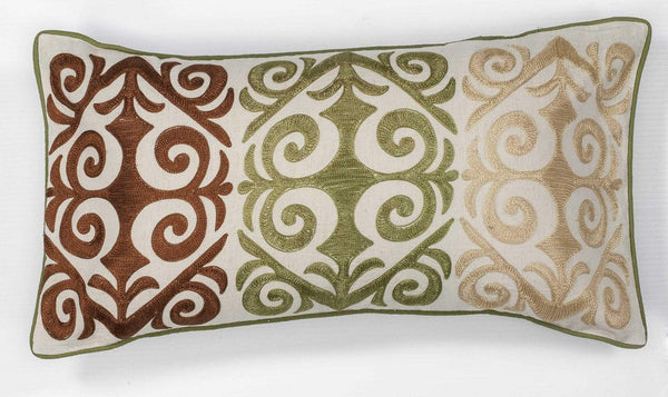 Pillows Accent Pillows - 12" x 20" Cotton Ivory/Multicolor Pillow HomeRoots