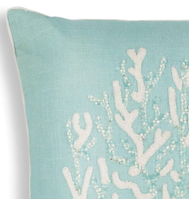 Pillows Accent Pillows - 18" x 18" Cotton Aqua Pillow HomeRoots