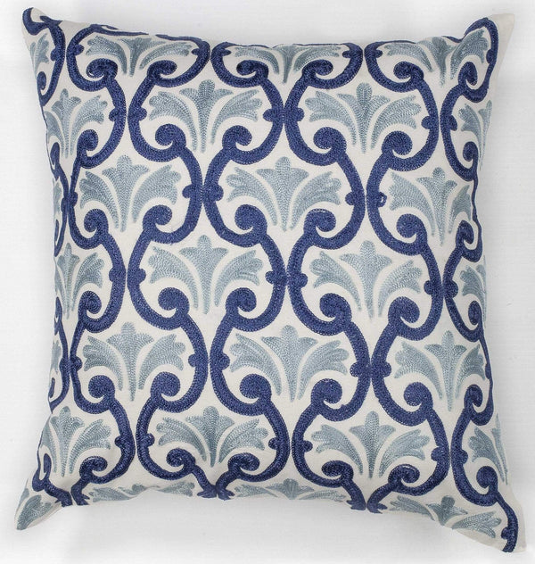 Pillows Accent Pillows 18" x 18" Cotton Ivory/Blue Pillow 3357 HomeRoots