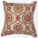 Pillows Accent Pillows - 18" x 18" Polyester Ivory/Red Pillow HomeRoots