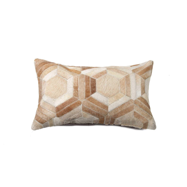 Pillows Best Pillow - 12" x 20" x 5" Natural Cowhide Hexagon - Pillow HomeRoots