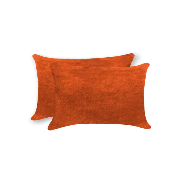 Pillows Best Pillow - 12" x 20" x 5" Orange, Cowhide - Pillow 2-Pack HomeRoots