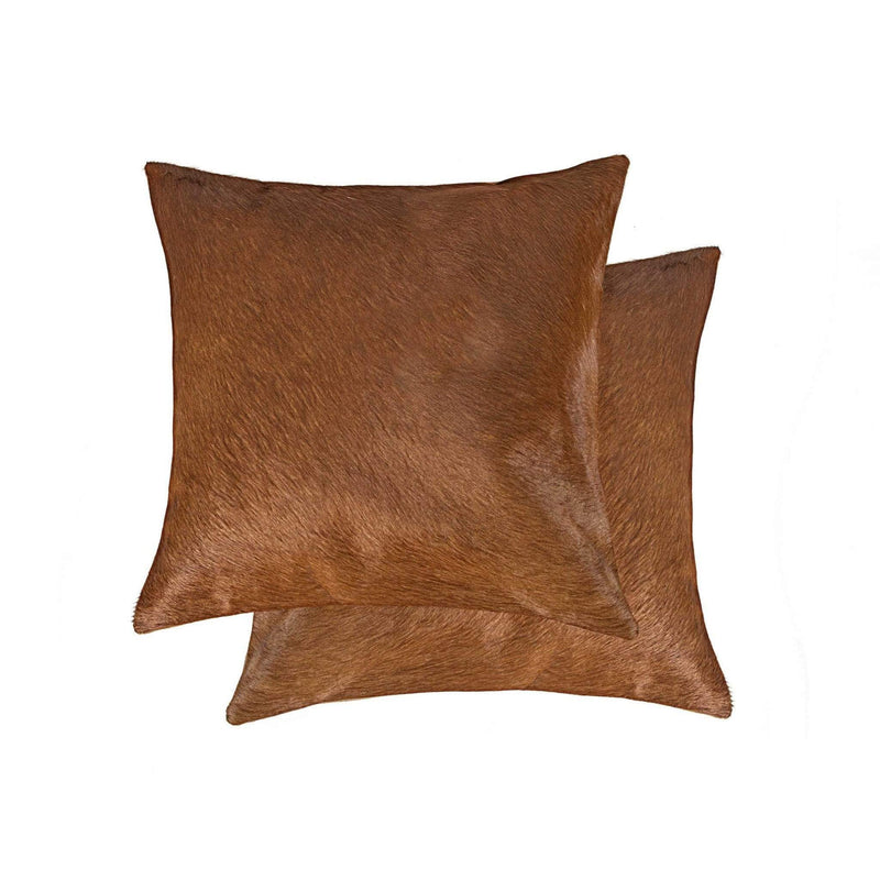 Pillows Best Pillow - 18" x 18" x 5" Brown, Cowhide - Pillow 2 Pack HomeRoots