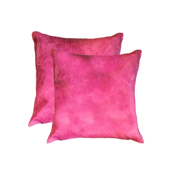 Pillows Best Pillow - 18" x 18" x 5" Fuchsia, Cowhide - Pillow 2 Pack HomeRoots