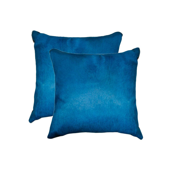 Pillows Best Pillow - 18" x 18" x 5" Royal Blue, Cowhide - Pillow 2-Pack HomeRoots