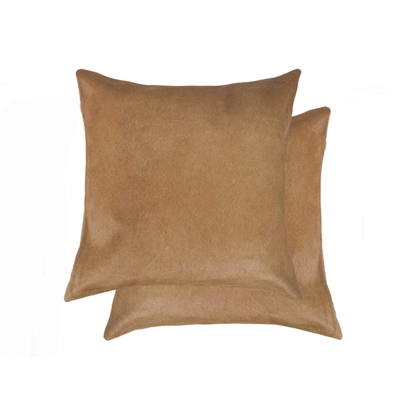 Pillows Best Pillow - 18" x 18" x 5" Tan Cowhide - Pillow 2-Pack HomeRoots