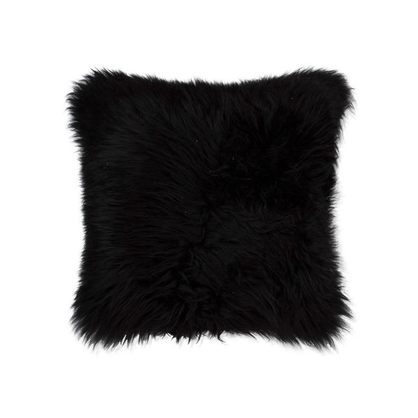 Pillows Black Pillows - 18" x 18" x 5" Black Sheepskin - Pillow HomeRoots