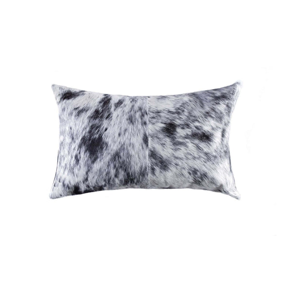 Pillows Black Pillows 18" x 18" x 5" Salt And Pepper Black And White Cowhide Pillow 6864 HomeRoots