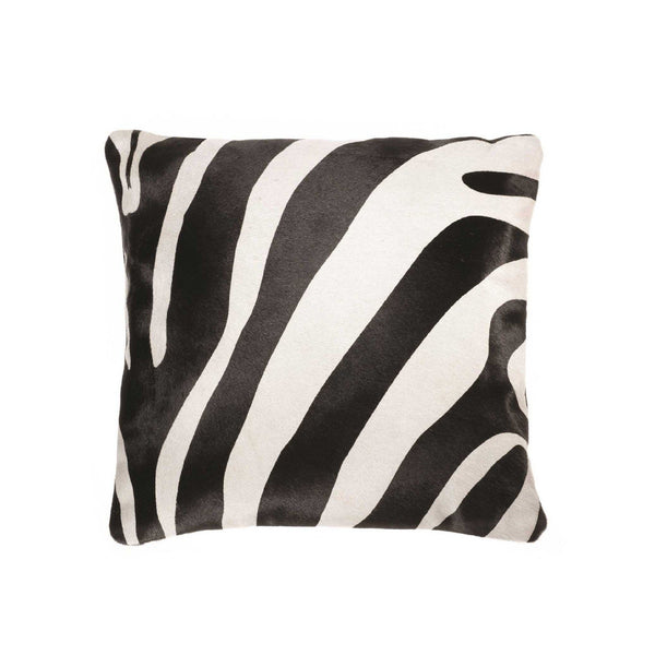 Pillows Black Pillows - 18" x 18" x 5" Zebra Black On Off White Cowhide - Pillow HomeRoots