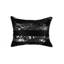 Pillows Black Throw Pillows - 12" x 20" x 5" Black & Silver - Pillow HomeRoots